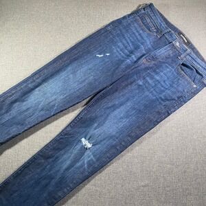 Express Mens Slim Straight Dark Wash Hyper Stretch Jeans Size 34x34 Distressed